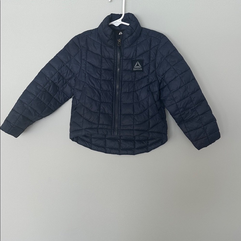 Reebok Kids Puffer Jacket Navy Blue Full Zip Quilted Lightweight Coat